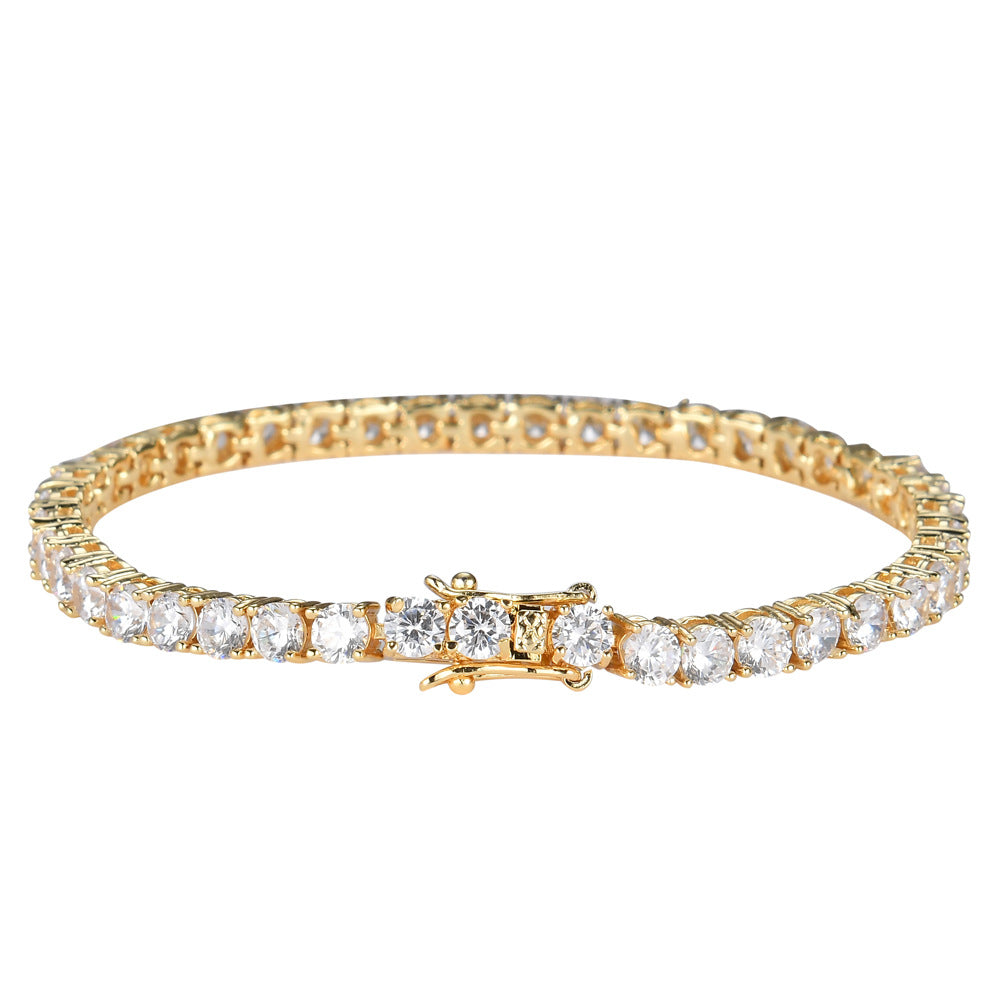 Tennis Chain Copper Zircon Single Row Hip Hop Bracelet